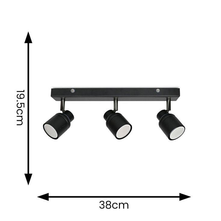 Benton IP44 3 Way Bar Spotlight In Matte Black - Comet Lighting