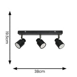 Benton IP44 3 Way Bar Spotlight In Matte Black - Comet Lighting