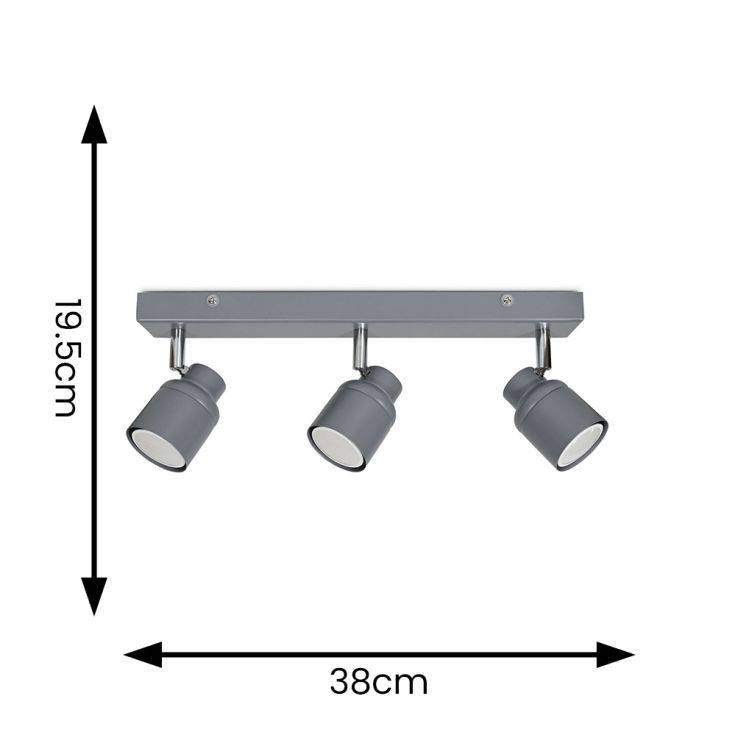 Benton IP44 3 Way Bar Spotlight In Matte Grey - Comet Lighting