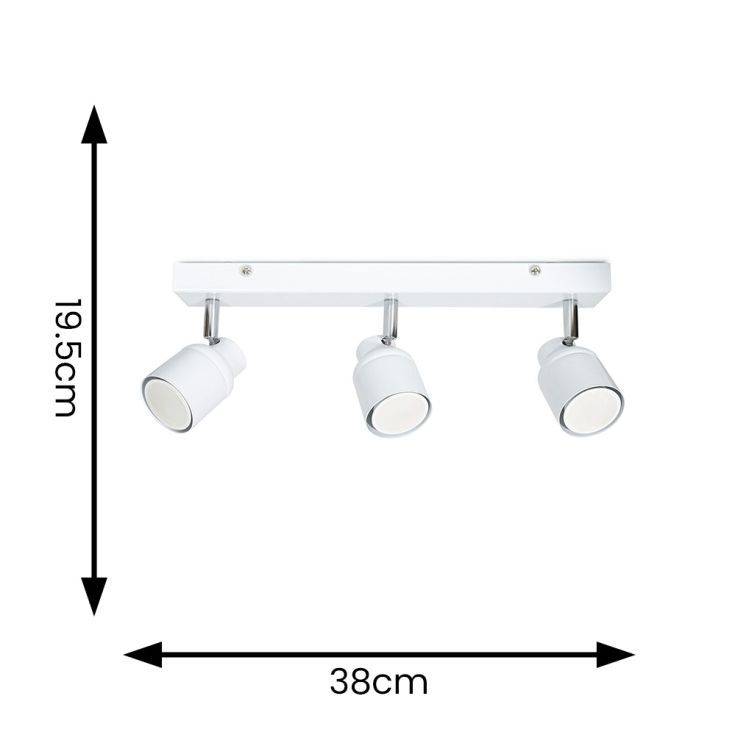 Benton IP44 3 Way Bar Spotlight In White - Comet Lighting