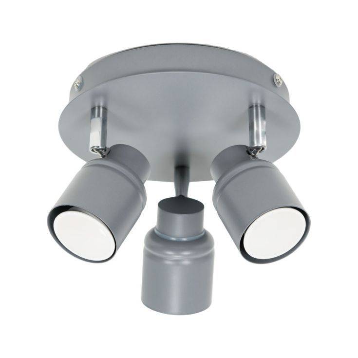 Benton IP44 3 Way Round Plate Spotlight In Matte Grey - Comet Lighting