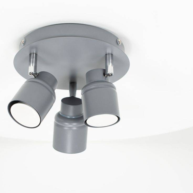 Benton IP44 3 Way Round Plate Spotlight In Matte Grey - Comet Lighting