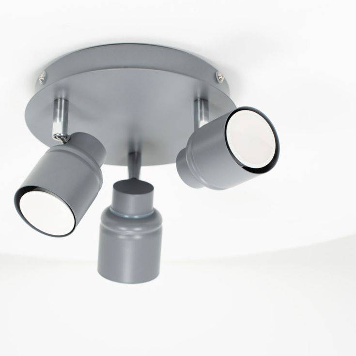 Benton IP44 3 Way Round Plate Spotlight In Matte Grey - Comet Lighting