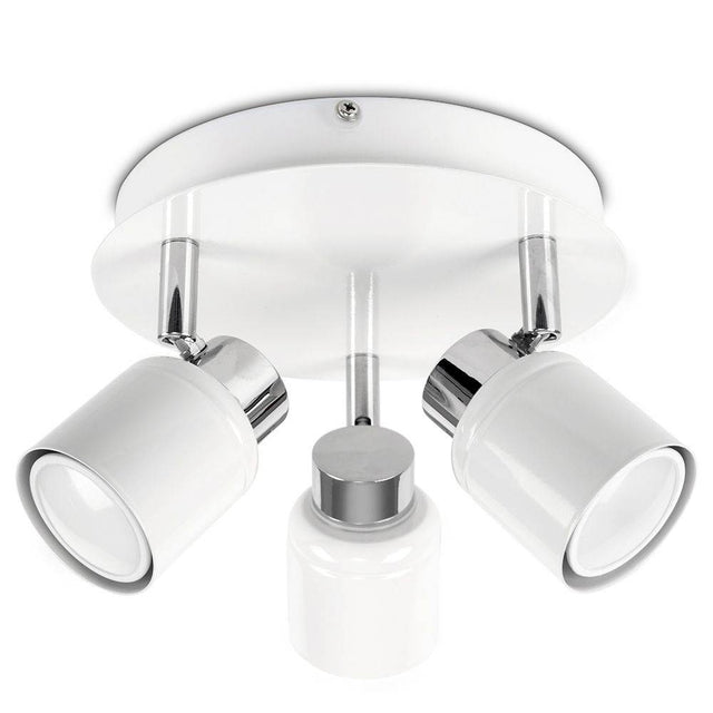 Benton IP44 3 Way Round Plate Spotlight White - Comet Lighting