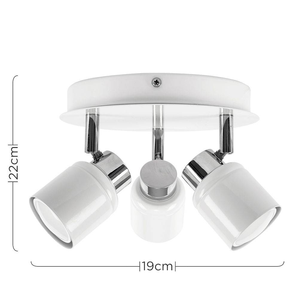 Benton IP44 3 Way Round Plate Spotlight White - Comet Lighting