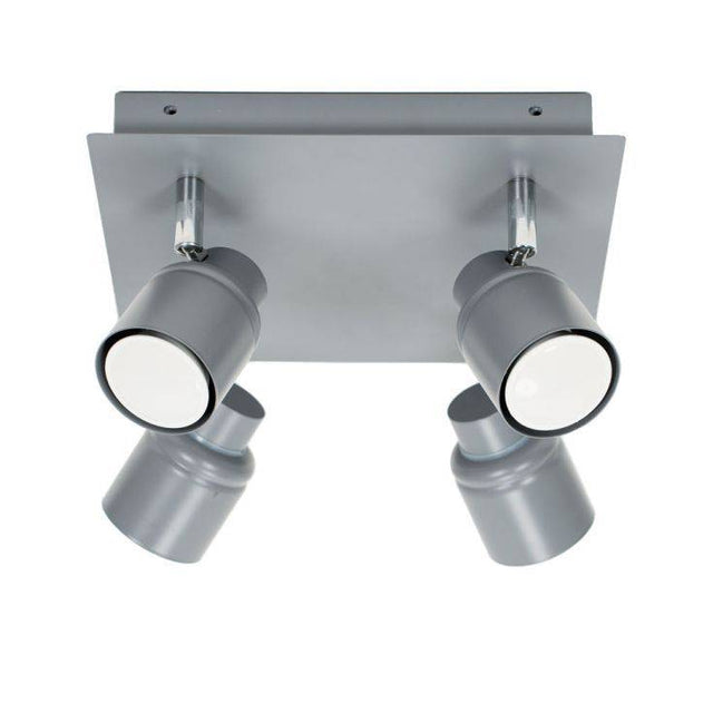 Benton IP44 4 Way Square Plate Ceiling Spotlight In Matte Grey - Comet Lighting