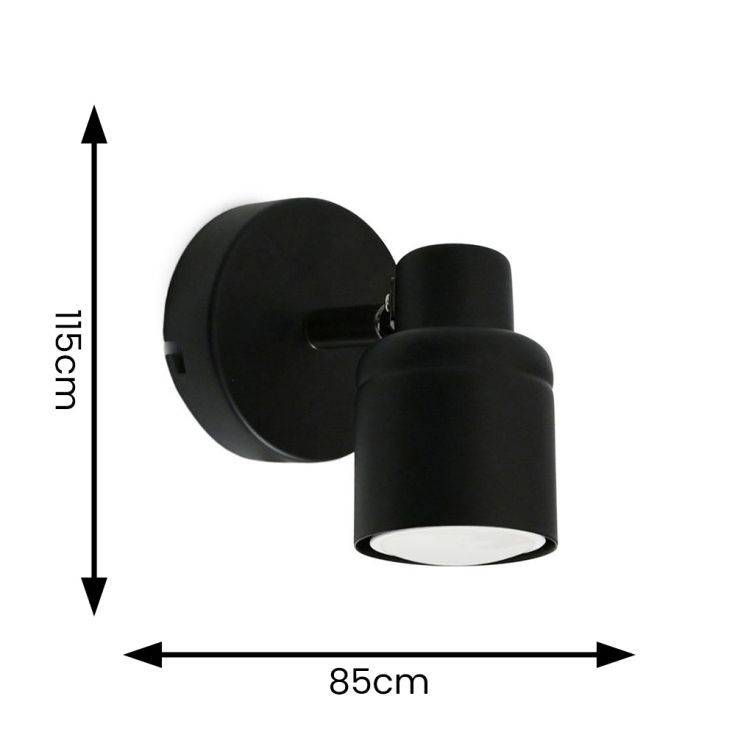 Benton Single Spotlight With Plug & Switch In Matte Black - Comet Lighting