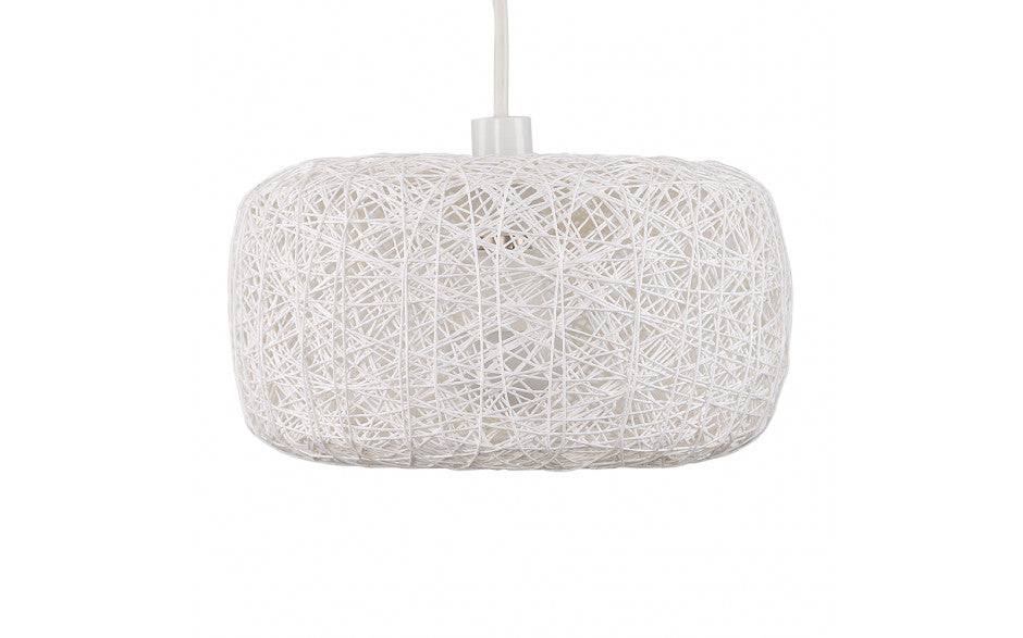 Bjorn Doughnut White Rattan Twine Pendant - Comet Lighting