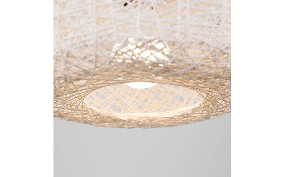 Bjorn Doughnut White Rattan Twine Pendant - Comet Lighting