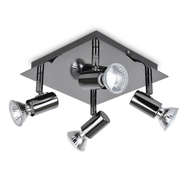 Black Chrome 4 way Plate Ceiling Spotlight - Comet Lighting