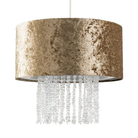 Boland Gold Velvet Pendant Shade Clear Droplets - Comet Lighting