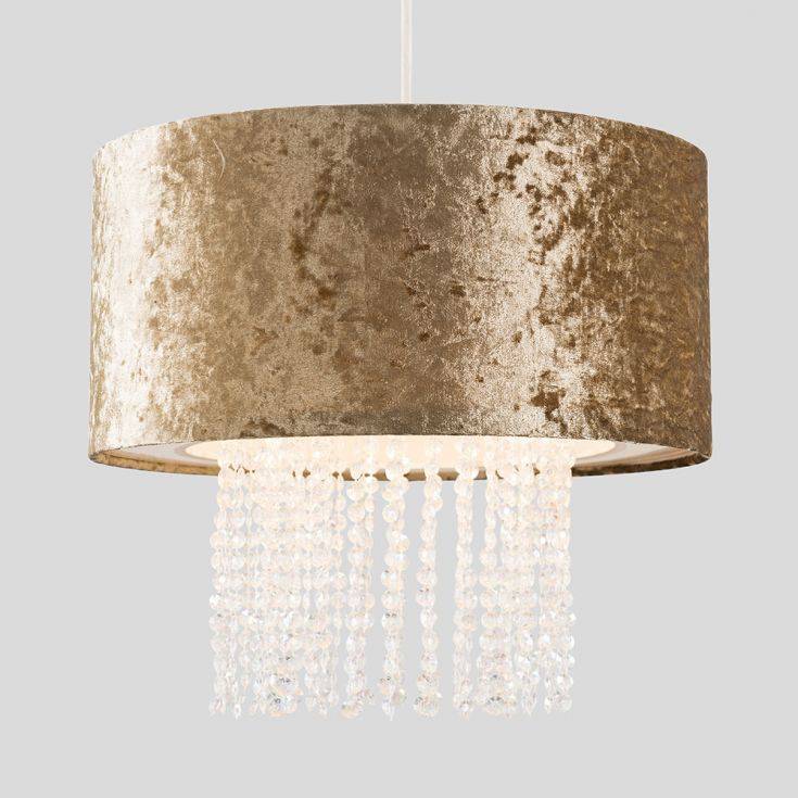 Boland Gold Velvet Pendant Shade Clear Droplets - Comet Lighting