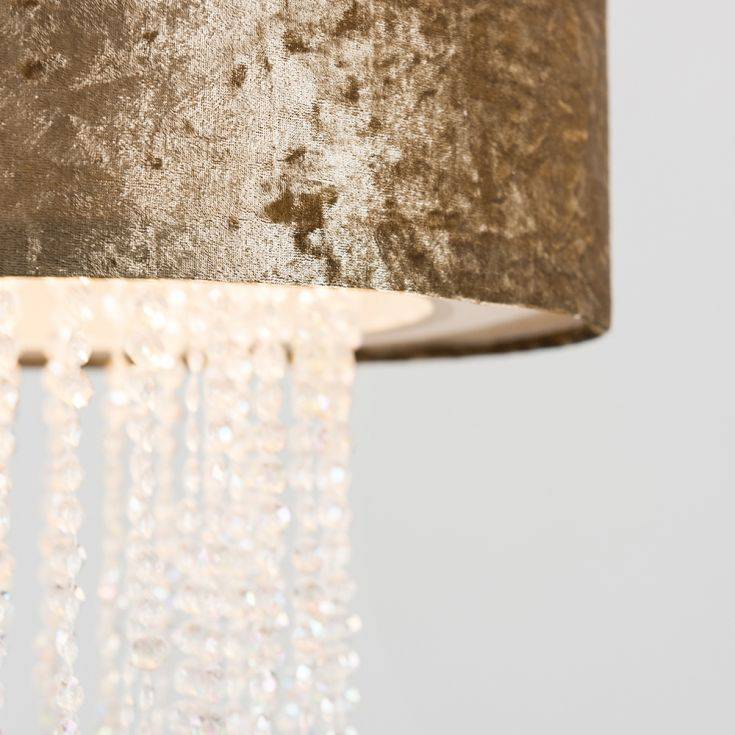 Boland Gold Velvet Pendant Shade Clear Droplets - Comet Lighting