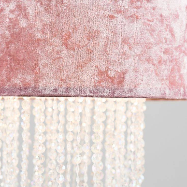 Boland Pink Velvet Pendant Shade Clear Droplets - Comet Lighting