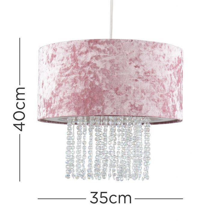 Boland Pink Velvet Pendant Shade Clear Droplets - Comet Lighting