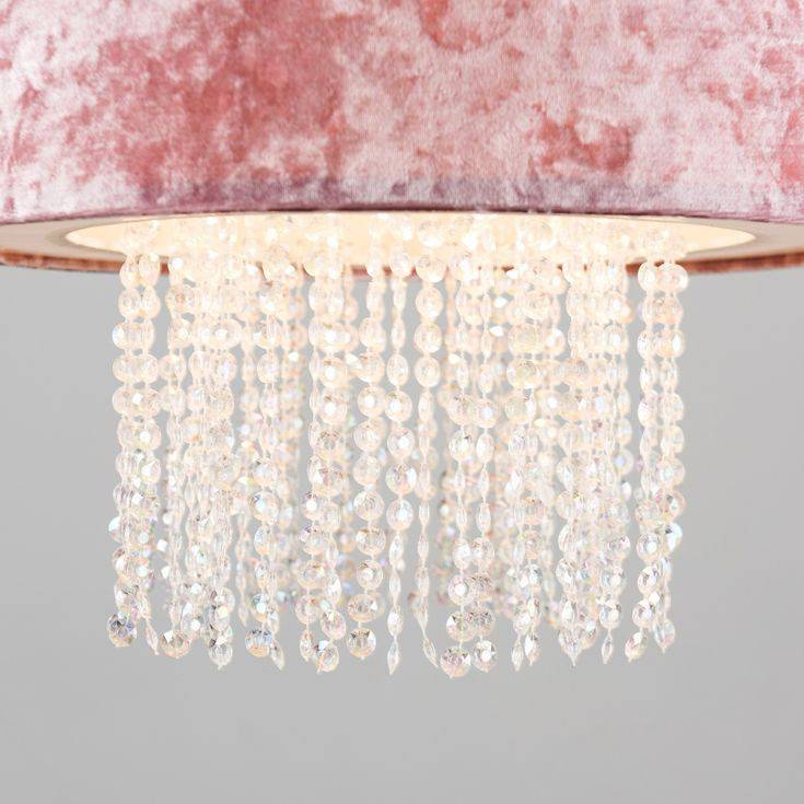 Boland Pink Velvet Pendant Shade Clear Droplets - Comet Lighting