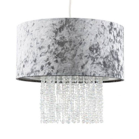 Boland Silver Velvet Pendant Shade Clear Droplets - Comet Lighting