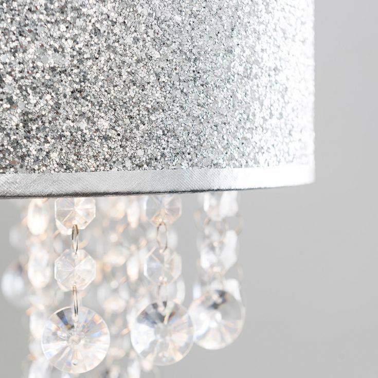 Bonita Silver Glitter Pendant Shade With Clear Droplets - Comet Lighting