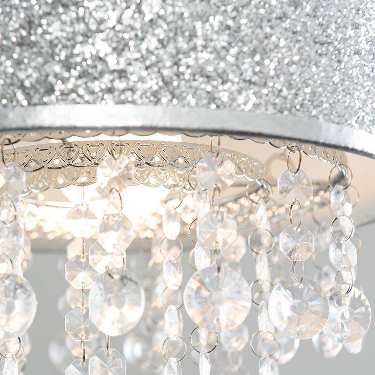 Bonita Silver Glitter Pendant Shade With Clear Droplets - Comet Lighting