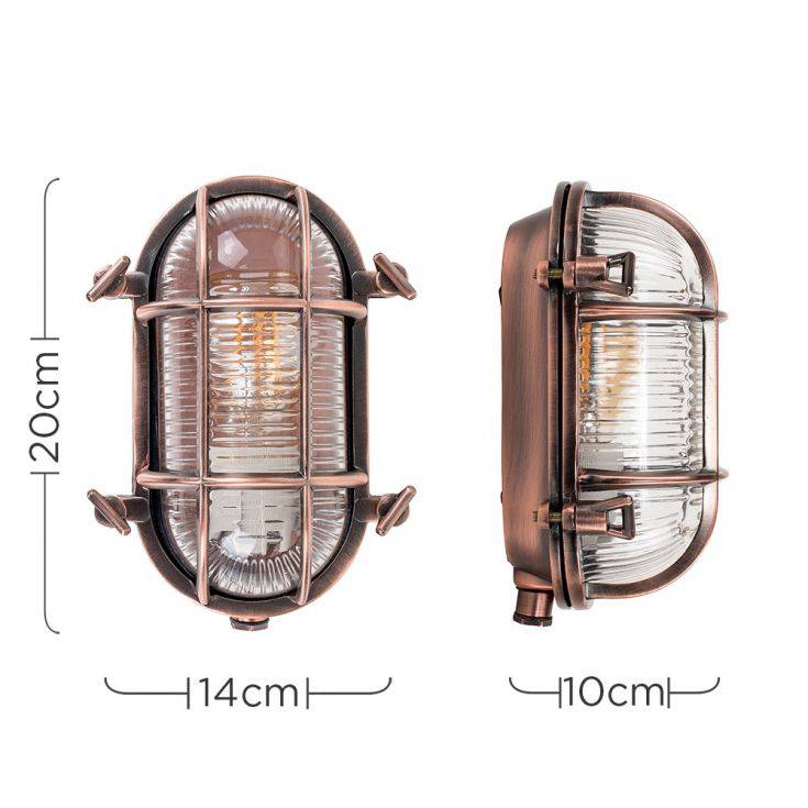 Bow IP64 Oval Copper Nautical Bulkhead - Comet Lighting