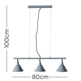 Brisner Grey and Silver 3 Way Over Table Ceiling Pedant Light - Comet Lighting