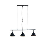 Brisner Matt Black and Gold 3 Way Over Table Ceiling Pedant Light - Comet Lighting