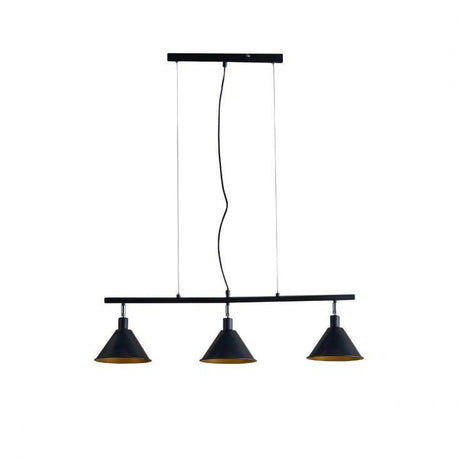 Brisner Matt Black and Gold 3 Way Over Table Ceiling Pedant Light - Comet Lighting