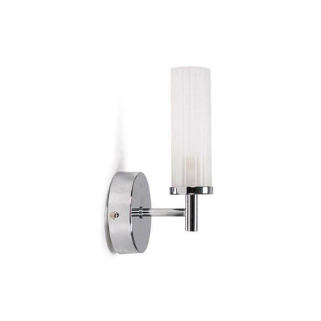 Canya IP44 Chrome Wall Light With Reeded Glass Shade - Comet Lighting