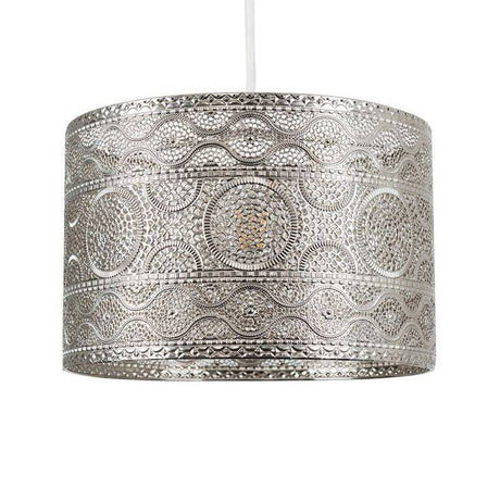 Casablanca Moroccan Style Chrome Drum Pendant Shade - Comet Lighting