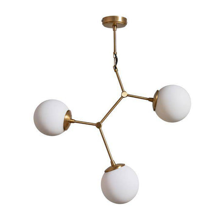 Cassini 3 Way Gold Ceiling Light With White Glass Globe Shades - Comet Lighting