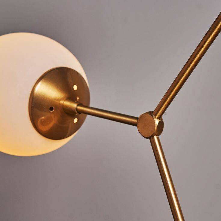 Cassini 3 Way Gold Ceiling Light With White Glass Globe Shades - Comet Lighting