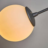 Cassini 3 Way Matt Black Ceiling Light With White Glass Globe Shades - Comet Lighting