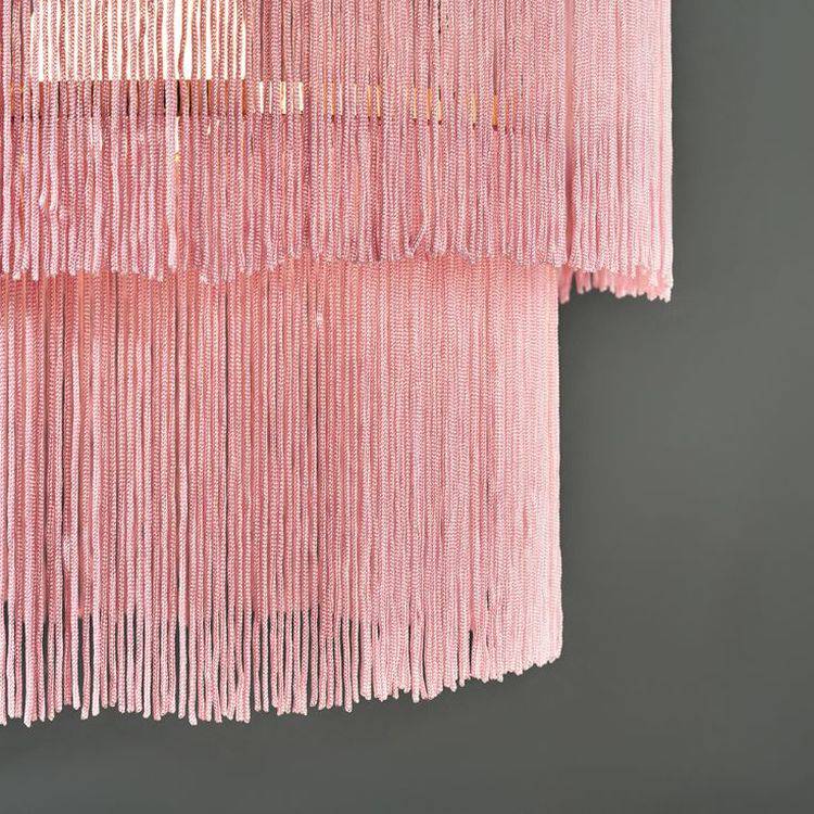 Charleston Polished Brass Pendant Shade With Pink Tassels - Comet Lighting