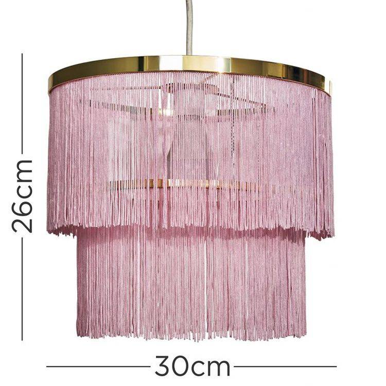 Charleston Polished Brass Pendant Shade With Pink Tassels - Comet Lighting