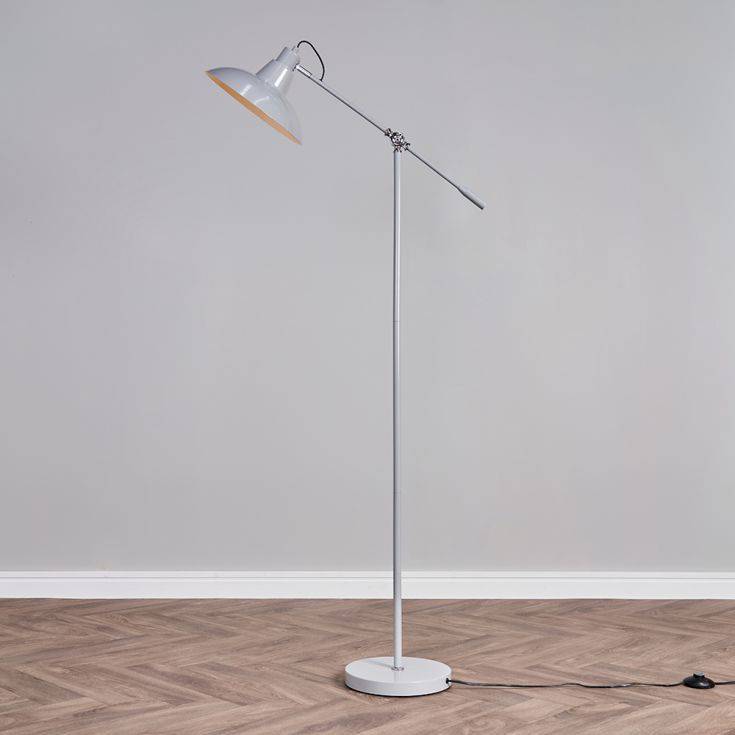 Civic Cool Grey Metal Floor Lamp - Comet Lighting