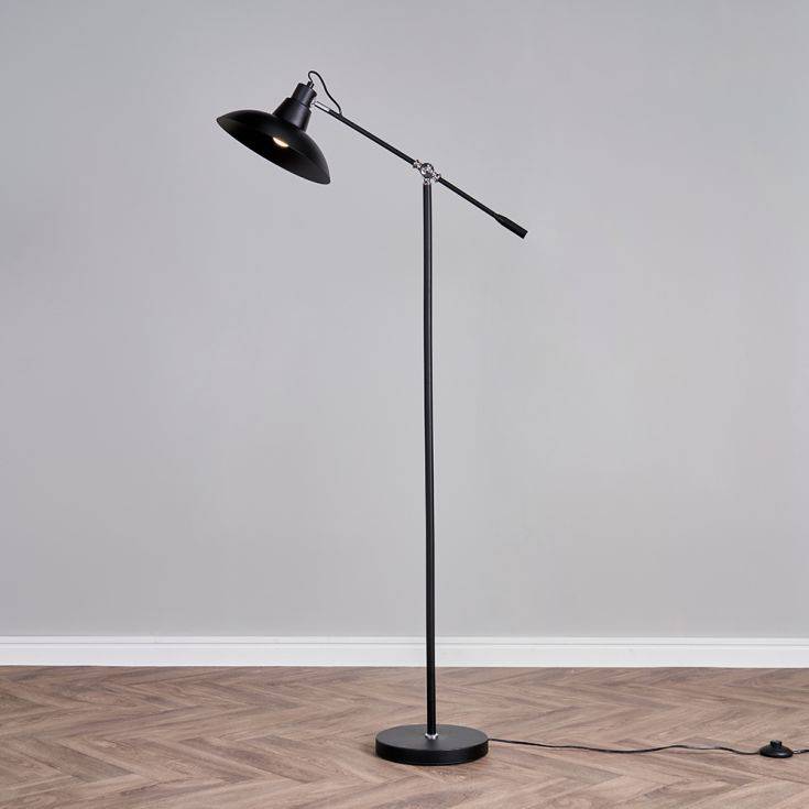 Civic Matt Black and Chrome Metal Floor Lamp - Comet Lighting