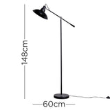 Civic Matt Black and Chrome Metal Floor Lamp - Comet Lighting