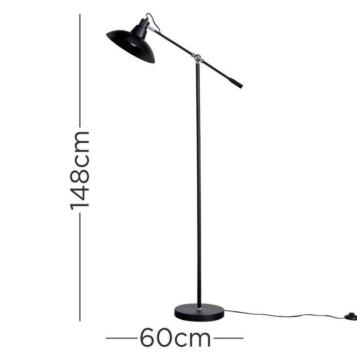 Civic Matt Black and Chrome Metal Floor Lamp - Comet Lighting