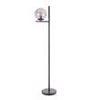 Clarke Matt Black Floor Lamp With Smoked Glass Shade - Comet Lighting