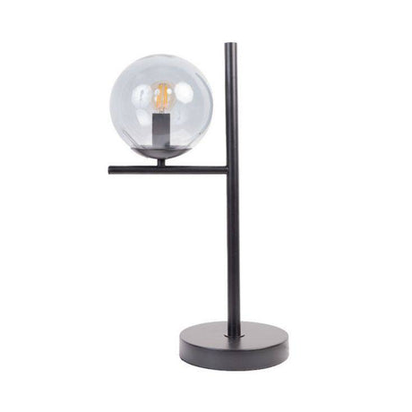 Clarke Matt Black Table Lamp With Smoked Glass Shade - Comet Lighting