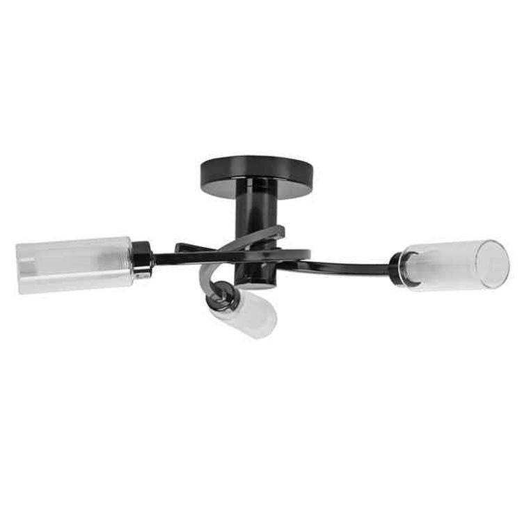 Claudia 3 Way Ceiling Light Black Chrome - Comet Lighting