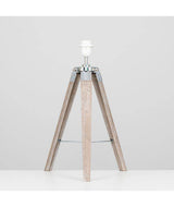 Clipper Light Wood / Chrome Tripod Table Lamp Base Only - Comet Lighting