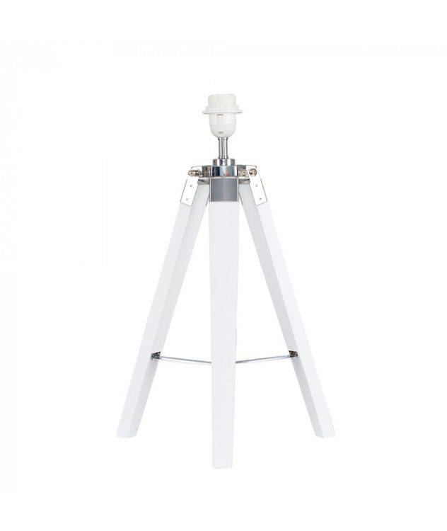 Clipper White Wood / Chrome Tripod Table Lamp Base Only - Comet Lighting