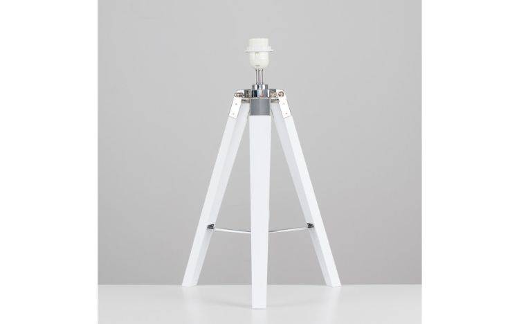 Clipper White Wood / Chrome Tripod Table Lamp Base Only - Comet Lighting