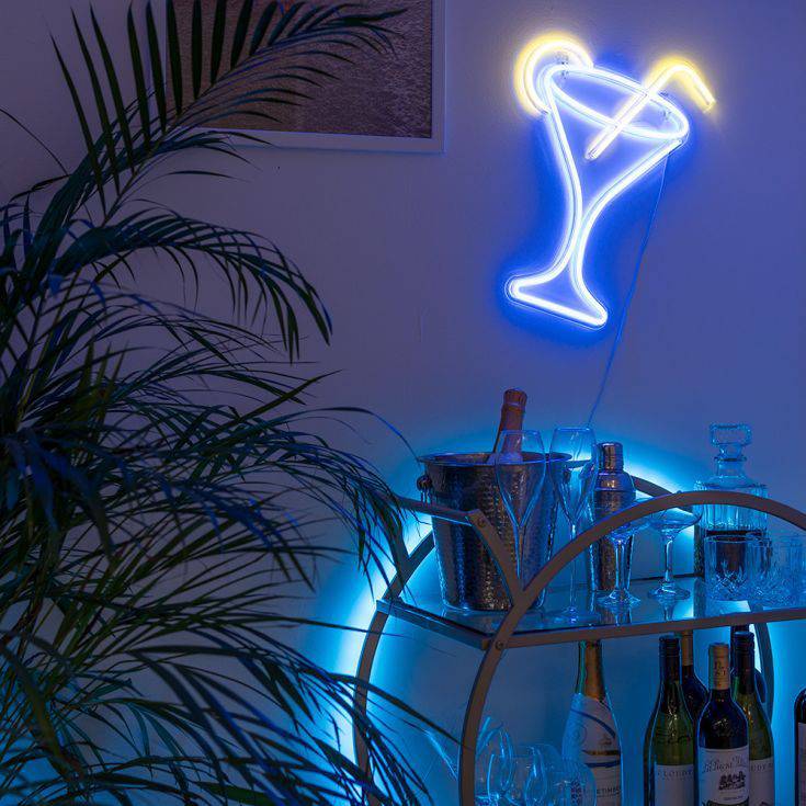 Cocktail Glass Neon Style LED Wall Light - Comet Lighting