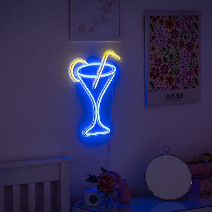 Cocktail Glass Neon Style LED Wall Light - Comet Lighting