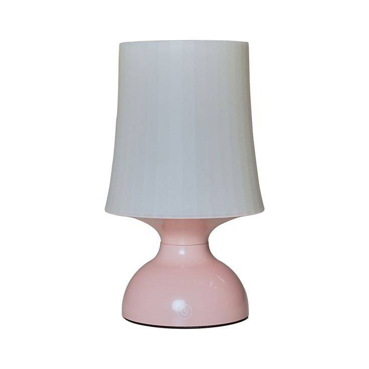 Colmar Pink Battery Operated Touch Table Lamp With White Shade Indoor/outdoor Use - Comet Lighting