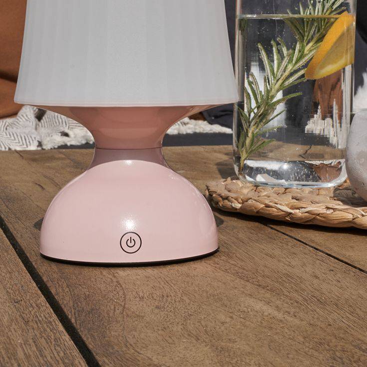 Colmar Pink Battery Operated Touch Table Lamp With White Shade Indoor/outdoor Use - Comet Lighting