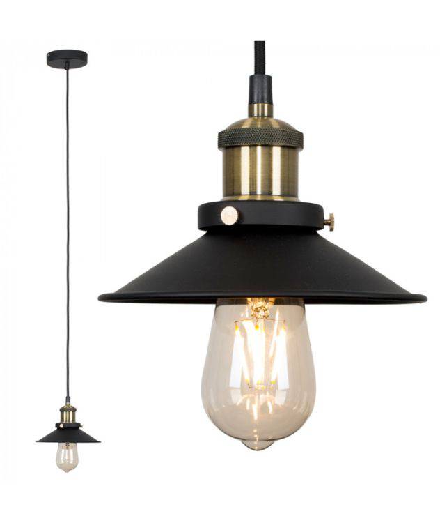 Colonial Steampunk Antique Brass Black Ceiling Pendant - Comet Lighting