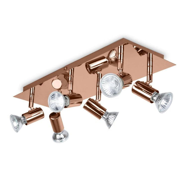 Consul Copper 6 Way Rectangular Plate Spotlight - Comet Lighting